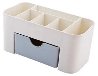 Produktbild von Kosmetik-/Make-up-Organizer, PP, multifunktional, 6 Fächer, Schreibtisch mit Schublade, Blau