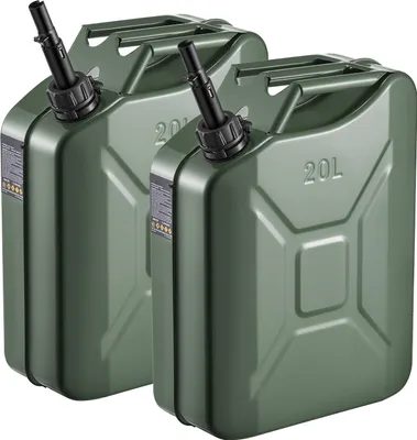 Produktbild von Kraftstoffkanister - Metall-Benzinkanister 20 l 2er-Set - Mit Ausgießer - Komfortgriff - Max. Durchfluss 6 l/min - Für Auto, Motorrad, ATV/UTV - Grün