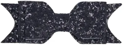Immagine prodotto di Fascia per capelli nera con glitter – Fiocco per capelli con glitter – 9 cm – Accessorio per capelli – Fiocco scintillante – CHPN