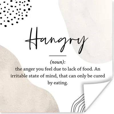 Produktbild von MuchoWow® Poster Sprichwörter - Hungrig - Zitate - Wörterbuch - Hungrig Definition 100x100 cm - Babyzimmer