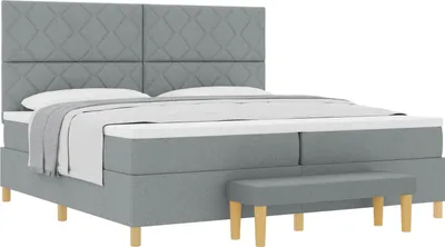 Produktbild von Boxspringbett mit Matratze Hellgrau 200 x 200 cm Stoff