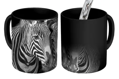 Obrázok produktu pre MuchoWow® Magický pohár Zvierací profil zebra v čiernej a bielej farbe 350 ml Pohár na zmenu farby Darček Nápad na darček - Foto hrnček