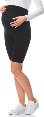 Image de Be Mammy : leggings de grossesse courts en coton BE20-228 (noir, XL)