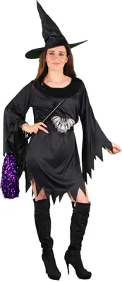 Produktbild von Hexenkleid kurz schwarz mit Hut, Größe:XXL
