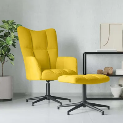 Obrázok produktu pre vidaXL Relax kreslo s taburetkou Horčicovo žltý zamat