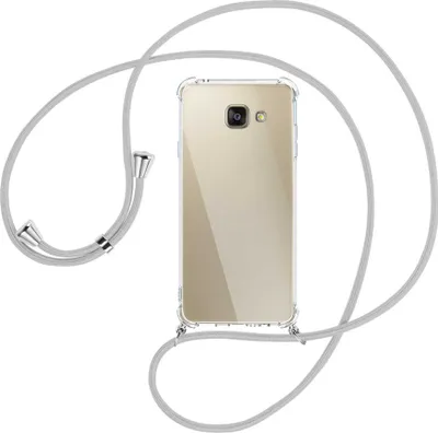 Produktbild von Handykette Backcover-Schutzhülle mit Band (Metall silberfarben) für Samsung Galaxy A5 2016 (SM-A510) - silbergrau