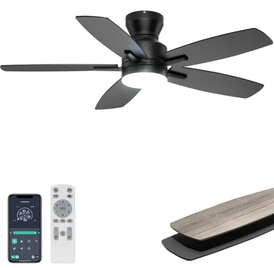 Obrázok produktu pre Stropný ventilátor s nastaviteľným LED osvetlením - 106 cm - čierna farba