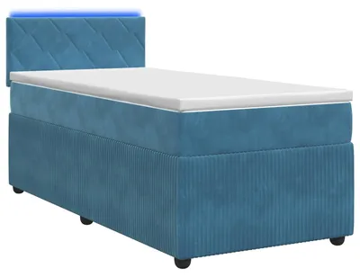 Immagine prodotto di Letto boxspring vidaXL con materasso e testiera, blu, 90 x 200 cm, in velluto
