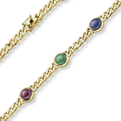 Produktbild von 6mm Panzer-Kette 5 Edelsteine 2 Rubine 2 Saphire 1 Smaragd 585 Gelbgold 45cm