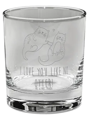 Produktbild von Mr. & Mrs. Panda Tumbler Glas Otter Hände halten - Transparent - Geschenk, glücklich, Paar, Whisky, Händchen, Gravur Whiskyglas, Seeotter, Liebe, Whiskey
