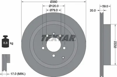 Produktbild von 2x TEXTAR Bremsscheibe 92147703 für LAND ROVER Range Rover Sport (L320) 59mm