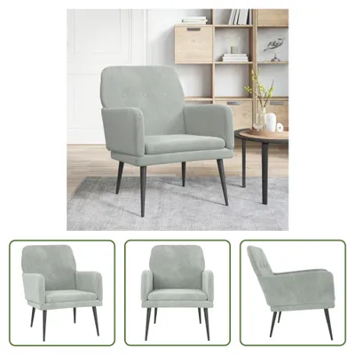 Produktbild von The Living Store Sessel Hellgrau 62x79x79 cm Samt