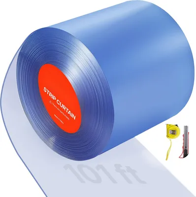 Obrázek produktu pro PVC pásová clona – lamelová clona v metráži – rozměry 30,8 m x 30 cm – teplotní rozsah -55,6 až +30 °C – pro dveře v supermarketech, garážích a skladech – průhledná