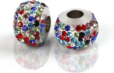 Obrázok produktu pre Veľký otvor Spacer Charm korálky Rondelle štrasové korálky trblietavé 12 mm, 10 ks, pestrofarebné