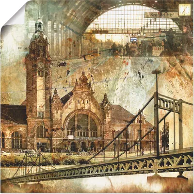 Produktbild von ARTland Poster Krefeld Skyline Abstrakte Collage Größe: 50x50 cm