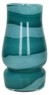 Productafbeelding van Pomax Waves vaas van glas, turkoois, diameter 15 cm, hoogte 27 cm