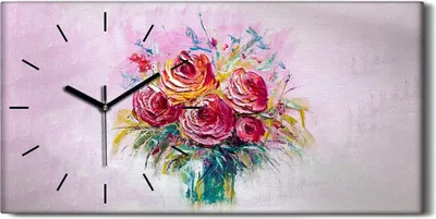 Produktbild von Dekor Leinwand Uhr Wandbilder Geräuschlos 60x30 Ölgemälde Blumen Kunst - schwarze Hände