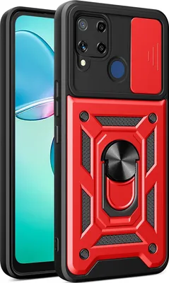 Produktbild von Hülle für Realme C25 / C15 Magnetische Ring Ständer Halter Dia Kameraschutz TPU Bumper Silikon Schutzhülle Rot