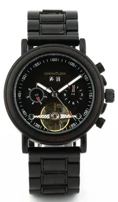 Produktbild von Edenhölzer Holzuhr Damen Armbanduhr Automatik Borneo Holzarmband Datumsanzeige