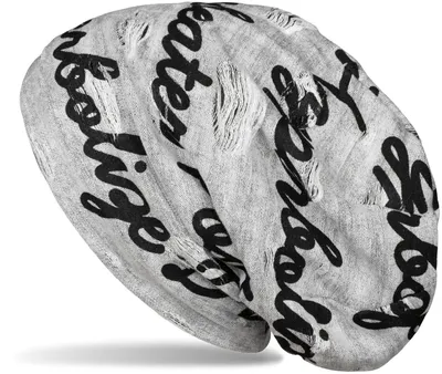 Obrázek produktu pro styleBREAKER Uni látková čepice beanie s potiskem sloganu a roztržením ve zničeném vintage m vzhledu 04024182