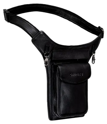 Produktbild von Frankie Hüfttasche Leder Brusttasche Cross-Body Bag Bauch Tasche Vintage Gürteltasche für Herren Damen Brusttasche Echtleder Farbe:schwarz