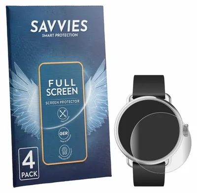 Produktbild von 4x Savvies Fullscreen Schutzfolie für Withings ScanWatch 2 (38 mm) Displayschutz Folie Fullcover Klar Transparent