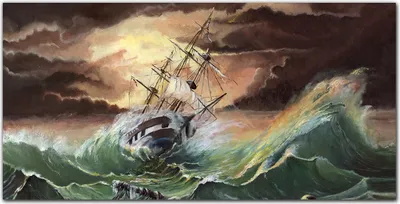 Produktbild von Coloray Bild aus Leinwand 140x70 Leinwand Dekoration - Boot Schiff Ozean Sturmwellen