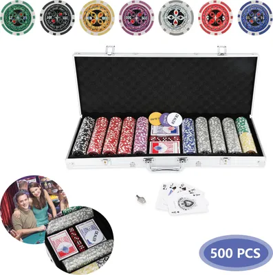 Obrázek produktu pro Izrielar 500 pokerových žetonů herní pokerová sada pokerový kufřík se zámkem - 11,5 g profesionálních žetonů, uzamykatelný hliníkový kufřík stříbrný