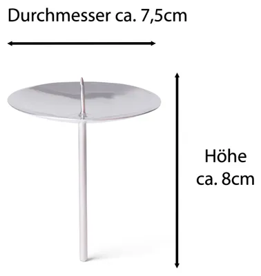 Produktbild von Novaliv 4x Kerzenhalter mit Dorn 7,5cm SILBER Kerzenteller zum Stecken Kerzenhalter Adventskranz Adventskerzenhalter rund Kerzenpin Weihnachtskranz Kerzenständer Adventskranzdeko Kerzentülle Metall