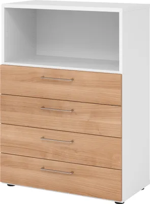 Produktbild von bümö smart Schubladen Kombi - 4 Schübe - Nachbildung: Weiß/Nussbaum