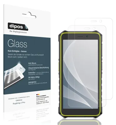 Produktbild von 2x Schutzfolie für Ulefone RugKing 2 Pro matt - Anti-Shock 9H Folie dipos Glass Kunststoffglas