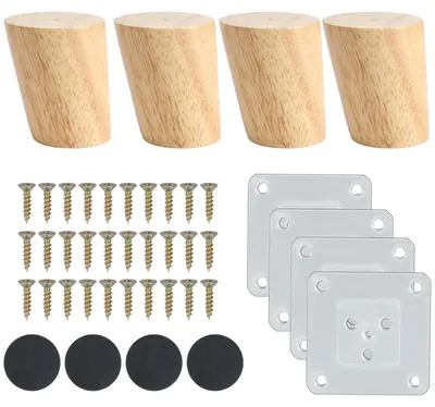 Immagine prodotto di Omgoods - 4 pezzi di piedini di ricambio in legno da 6 cm per mobili