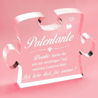 Produktbild von Acryl Puzzle Patentante Geschenk Dekoration Lasergraviert