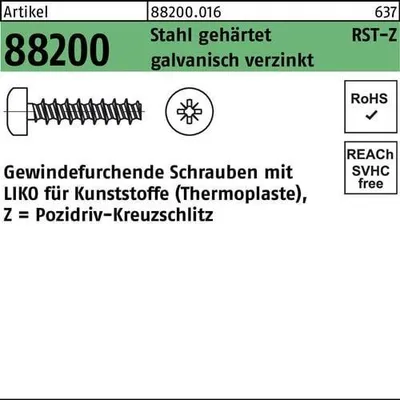 Produktbild von Reyher  Schrauben für Kunstst. LIKO & PZ Z 2,2x6-Z geh., Zn (1000 Stück)