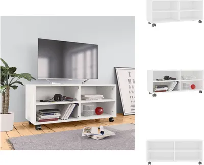 Produktbild von vidaXL TV-Schrank mit Rollen Weiß 90x35x35 cm Holzwerkstoff -  TV-Möbel