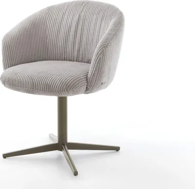 Produktbild von DELIFE Drehstuhl Caja-Flex mit Armlehnen Cord Silbergrau Fußkreuz Effektfinish Titan 360° drehbar Taschenfederkern