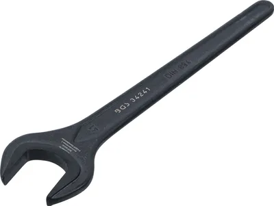 A black wrench is shown against a white background.