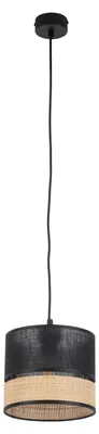 Produktbild von Hängelampe Metall Stoff E27 rund Ø 20 cm H: max. 160 cm Schwarz Natur Modern Pendelleuchte
