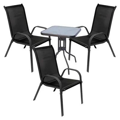 Productafbeelding van 4-delige bistroset voor balkon: tafel + 3 stapelbare stoelen