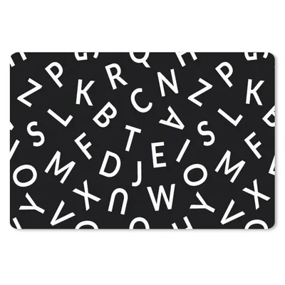Produktbild von MuchoWow® Schreibtischunterlage Buchstaben - Muster - Schwarz - Weiß 60x40 cm - XXL Mauspad - Großes Mauspad