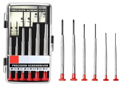 Produktbild von 6-teiliges Mini-Schraubendreher-Set, kleines Schraubendreher-Set mit Schlitz- und Kreuzschlitzschraubendrehern für die Reparatur von Elektronik, Uhren und Brillen