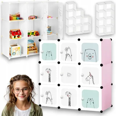 Produktbild von MODULARER KINDERSCHRANK Kindergarderobe Regal FÜR SPIELZEUG KLEIDUNG Shrank