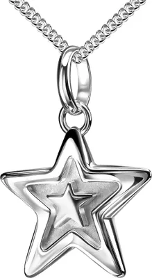 Produktbild von Silber-Stern in Stern Anhänger 925 Sterlingsilber Kettenanhänger. Mit Kette 50 cm