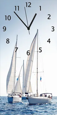 Produktbild von Wallario Design Wanduhr bedruckt, Größe 30 x 60 cm, Motiv: Segelschiff auf dem Meer