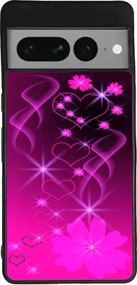 Produktbild von TPU Silikon Hülle für Google Pixel 7 PRO Handy Cover Case Schutzhülle Handyhülle Bumper MOTIV 291 Herzen Blume Pink