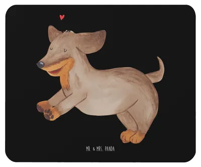 Produktbild von Mr. & Mrs. Panda Mousepad Hund Dackel - Schwarz - Geschenk, Dachshund, Herz, pc, mausunterlage, Mouse Pad, laptop mauspad, Sprüche