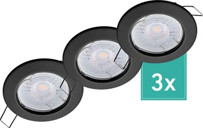 Produktbild von 3er Set Oktaplex Einbaustrahler inkl. LED Modul 3.000K warmweiß - Deckenspots Schwarz