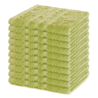 Produktbild von Lavea® Seiftuch 10er Set 30x30 cm, 100% Baumwolle, hochwertige Seiftücher und Gästehandtücher, saugstark, waschbar, Frottierserie Elena - Lindgrün