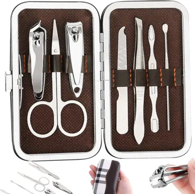 Produktbild von Manikúrní sada 6 dílná Nůžky z nerezové oceli Pinzeta Pinzeta Pilník Boční nůžky Nůžky na nehty Pedikúrní sada Péče o nehty Retoo