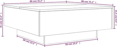 Immagine prodotto di Tavolino da salotto vidaXL con luci a LED, grigio Sonoma, 80x80x31 cm